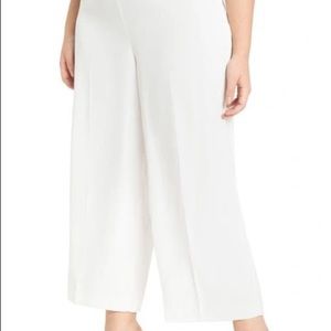 Eloquii soft white wide leg crop trousers